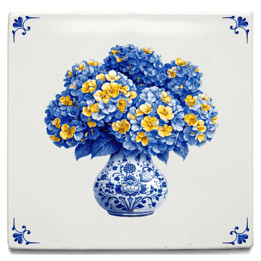 Bloemen blauw en goud